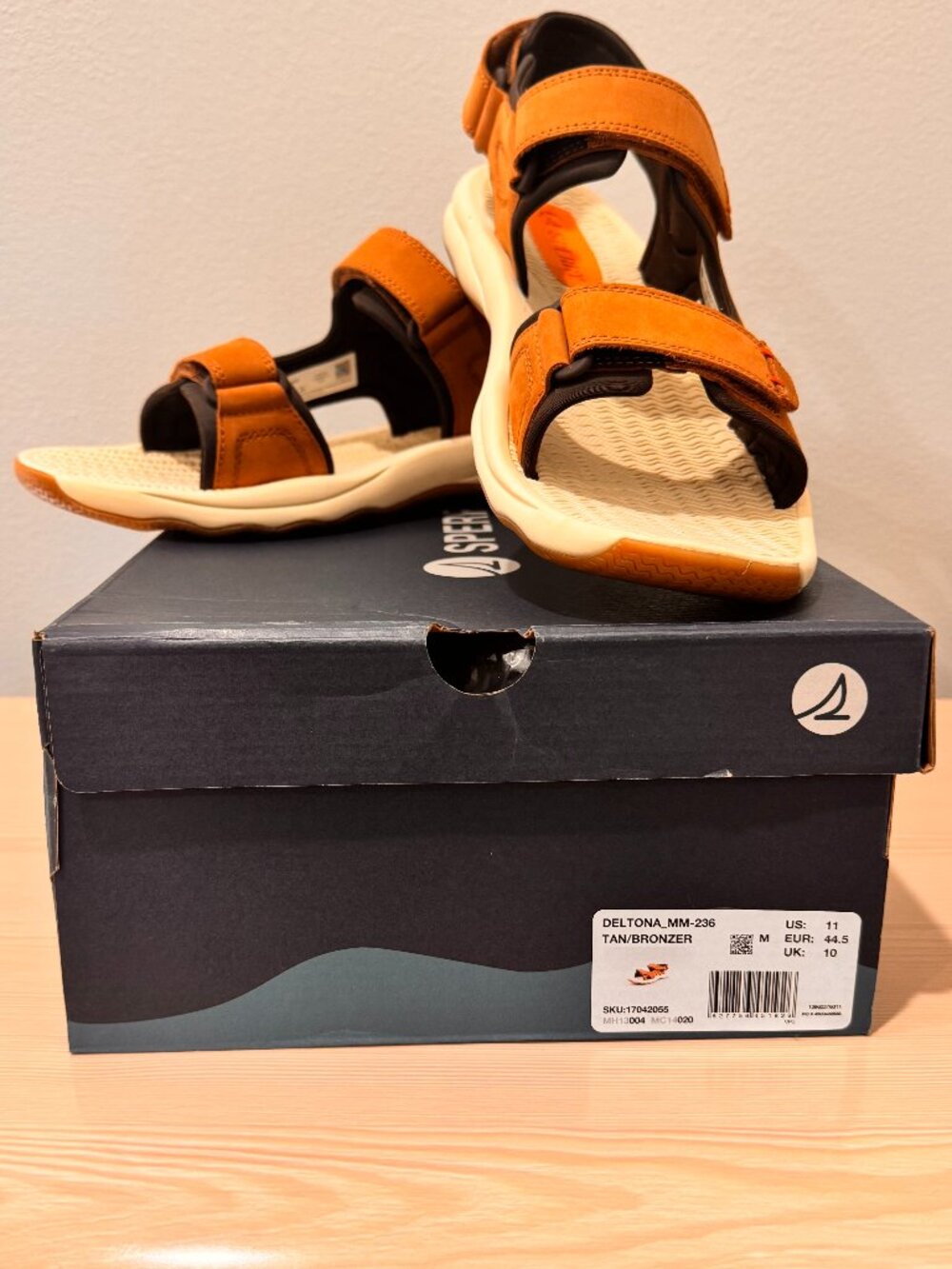 NIB Sperry Deltona Men's Strap Sandal Tan Size 11